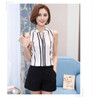 BIBOYAMALL Women Blouse Fashion 2017 Summer Chiffon Blouse Plus Size Sleeveless Print Casual Shirt Tops Women Work V-neck Blusa
