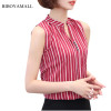 BIBOYAMALL Women Blouse Fashion 2017 Summer Chiffon Blouse Plus Size Sleeveless Print Casual Shirt Tops Women Work V-neck Blusa