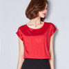 BIBOYAMALL Women Blouse Fashion 2017 Summer Chiffon Blouse Plus Size Short Sleeve Casual Shirt Tops Blusa Feminina Blue Red Pink