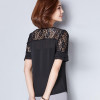 BIBOYAMALL Women Blouse Fashion 2017 Summer Chiffon Blouse Plus Size Short Sleeve Casual Lace Shirt Tops O-neck Loose Blusa Red