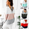 2017 Autumn Winter O-Neck Long Sleeve loose Pullovers back V collar Warm Blouse Women Knitted Sweatshirts pull femme tops
