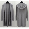 2017 Autumn winter long black hooded jacket coat sweater Cardigan women Outwear long sleeve knitted trench female coat femme