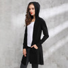 2017 Autumn winter long black hooded jacket coat sweater Cardigan women Outwear long sleeve knitted trench female coat femme