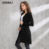 2017 Autumn winter long black hooded jacket coat sweater Cardigan women Outwear long sleeve knitted trench female coat femme