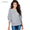 2017 Autumn Winter Knitted Sweater Women Long Batwing Sleeve Slash Neck Loose Pullover Christmas Sweater Tops Jumper Pull Femme