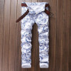 3D spray Printed Jeans Men Fashion White Denim vaqueros hombre Brand Skinny Elastic pencil jeans Pantalones Casual Men Clothing
