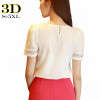 3D Lace Chiffon Blouse Shirt Women Blusas Femininas 2017 Summer Korean Fashion Beading Tops Big size Women Clothe's Office Lady