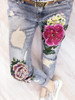 3D Flowers Embroidery Women Denim Jeans Flower Skinny Jeans Pencil Pants With Embroidered Flares Lady Ripped Trousers A151