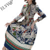 2018 spring Summer Clothing Vintage Dress Autumn Elegant Long sleeve floral printed Loose Pleated Women Plus Size Dress vestidos
