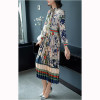 2018 spring Summer Clothing Vintage Dress Autumn Elegant Long sleeve floral printed Loose Pleated Women Plus Size Dress vestidos