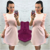2018 Spring new women's Ruffles dress casual o-neck 3/4 sleeve Tunic dresses back zipper bodycon party Vestidos