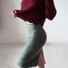2018 Spring Gray Pink Women Suede Midi Pencil Skirts Causal High Waist Sexy Stretch Ladies Office Work Wear Saia