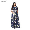 5XL 6XL Sexy Maxi Dress big size 2017 Women Autumn Winter plus size Party Dress Vintage loose Floral Printing Boho Long Dresses