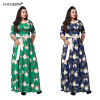 5XL 6XL Sexy Maxi Dress big size 2017 Women Autumn Winter plus size Party Dress Vintage loose Floral Printing Boho Long Dresses