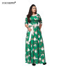 5XL 6XL Sexy Maxi Dress big size 2017 Women Autumn Winter plus size Party Dress Vintage loose Floral Printing Boho Long Dresses