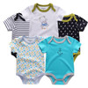 5PCS/LOT Unisex Top Quality Baby Rompers Short Sleeve Cottom O-Neck 0-12M Novel Newborn Boys&Girls Roupas de bebe Baby Clothes