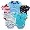 5PCS/LOT Unisex Top Quality Baby Rompers Short Sleeve Cottom O-Neck 0-12M Novel Newborn Boys&Girls Roupas de bebe Baby Clothes