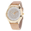 BGG watch hollow out flower dial ladies Casual Watch fashion Rhinestone Women Dress Watch Leather Quartz Wristwatch clock hours