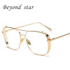 Beyond Star High Quality Clear Lens Glasses Women Brand Designed Fashion Metal Frames Eyeglasses Gold Aviator Glasses Lunettes