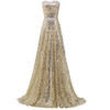 Best Sale 2017 Strapless Vestido Bandage Long Mermaid Prom Dress Gold Sequined Draped Sexy Prom Evening Dresses 6103