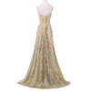 Best Sale 2017 Strapless Vestido Bandage Long Mermaid Prom Dress Gold Sequined Draped Sexy Prom Evening Dresses 6103