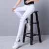 BerylBella Women Jeans 2017 Summer Style White Hole Ripped High Waist Stretch Pencil Pants Capris Female Skinny Casual Jeans