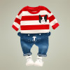Baby Boy Set 0-3y 2017 Autumn New Fashion kids clothes Cotton O-Neck Full Sleeve Strip Dog boys Clothing sets A262
