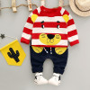 Baby Boy Clothing Set New Autumn 1-3 year 2017 Fashion Style Cotton O-Neck full Sleeve Strip Lion Boys Clothes Set A266