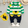 Baby Boy Clothing Set New Autumn 1-3 year 2017 Fashion Style Cotton O-Neck full Sleeve Strip Lion Boys Clothes Set A266