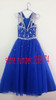 Girls Pageant Dresses 2016 Ball Gown Halter Royal Blue Crystals Rhinestones Cute Little Flower Girl Dresses For Wedding