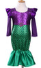 Girls Little Mermaid Trumpet Sequins Fancy Dress Costume Party Cosplay Kid Girl Dress Spring Autumn Long Sleeve Girls Dress 3-7T