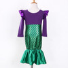 Girls Little Mermaid Trumpet Sequins Fancy Dress Costume Party Cosplay Kid Girl Dress Spring Autumn Long Sleeve Girls Dress 3-7T