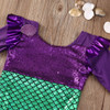 Girls Little Mermaid Trumpet Sequins Fancy Dress Costume Party Cosplay Kid Girl Dress Spring Autumn Long Sleeve Girls Dress 3-7T