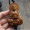 Chinese Wood Carving & Buddha Beads Chinese Halloween gifts Shakyamuni Statue Sculpture Amulet Car Pendant Netsuke AHJ004
