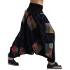 Chinese Style Floral Dance Casual Harem Pants Drop Crotch Tribal Baggy Cotton Linen Loose Fit Casual Vintage Trousers Slacks