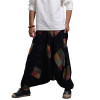 Chinese Style Floral Dance Casual Harem Pants Drop Crotch Tribal Baggy Cotton Linen Loose Fit Casual Vintage Trousers Slacks