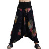 Chinese Style Floral Dance Casual Harem Pants Drop Crotch Tribal Baggy Cotton Linen Loose Fit Casual Vintage Trousers Slacks