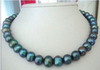 Free shipping Free shipping 11-12mm tahitian peacock green pearl necklace 18inch