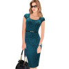 Free Shipping Fashion Women Dress Elegant Floral Print Cap Sleeve Plus Size Dresses Work Business Casual Party Vestidos 004-1
