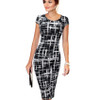 Free Shipping Fashion Women Dress Elegant Floral Print Cap Sleeve Plus Size Dresses Work Business Casual Party Vestidos 004-1