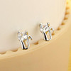 Free Shipping Fashion Wholesale Jewelry 925 Sterling Silver Earring Lovely Cat CZ Stud Earrings Women Accessories