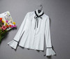 Dingaozlz Spring 2018 Ruffles Women blouse New fashion Slim OL White shirt Sweet bow Tops Long sleeve shirt Casual blusas