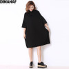 DIMANAF Autumn Plus Size Women Dress Casual Solid Turtleneck Loose Batwing Female Fashion Oversize Grey Elegant Dresses Fit 5XL