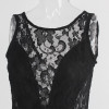 DeRuiLaDy Women Sleeveless Lace Stitching summer Dress Sexy Backless Black Pleated Dresses party Mini Casual Dress vestidos