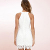 DeRuiLaDy Women Mini Bodycon Dress Elegant Wedding Party Sexy Night Club Casual Dresses Halter Neck Sleeveless Lace Summer Dress