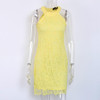 DeRuiLaDy Women Mini Bodycon Dress Elegant Wedding Party Sexy Night Club Casual Dresses Halter Neck Sleeveless Lace Summer Dress