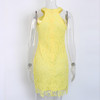 DeRuiLaDy Women Mini Bodycon Dress Elegant Wedding Party Sexy Night Club Casual Dresses Halter Neck Sleeveless Lace Summer Dress