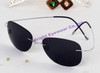 NewArrival Free Shipping Luxury Ultra-light Flexible Pure Titanium Rimless Mirror Polarized Sunglasses Eyeglasses Eyewear Unisex