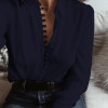New ZANZEA Women Lapel Neck Long Sleeve Buttons Down Sexy Solid Office Work Blouse Casual Party Business Elegant Shirt Plus Size