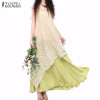 New ZANZEA Fashion Women Dress 2016 Summer Casual Loose O Neck Short Sleeve Embroidery Long Maxi Dress Plus Size Vestidos New ZANZEA Fashion Women Dress 2016 Summer Casual Loose O Neck Short Sleeve Embroidery Long Maxi Dress Plus Size Vestidos